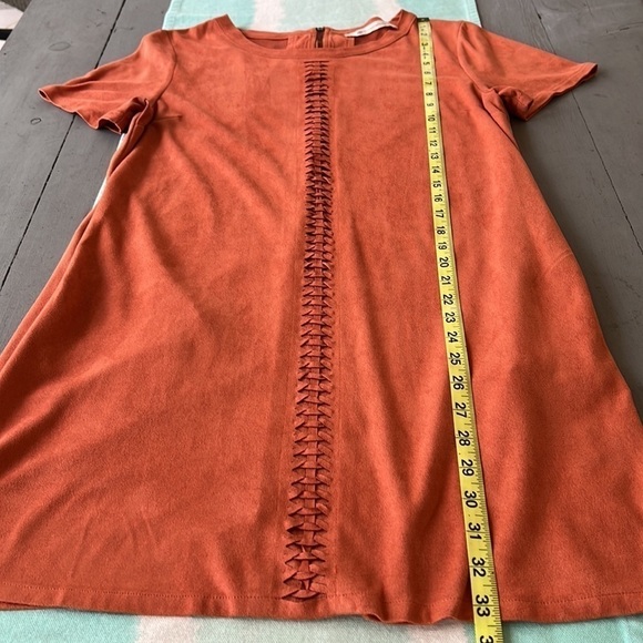 The Impeccable Pig Suede Feel Knot Braided Woven Front Detail Mini Dress - Picture 12 of 13
